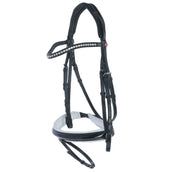 Kieffer Bridon Comfort Paris Anglais Muserolle avec Noseband, Noir Technique, Vernis, 35mm Noir/Blanc Kieffer Bridon Comfort Paris Anglais Muserolle avec Noseband, Noir Technique, Vernis, 35mm Noir/Blanc