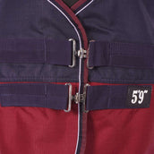 EQUITHÈME Couverture d'Extérieur Tyrex 1200D 0g avec Demi Cou Marine/Bordeaux EQUITHÈME Couverture d'Extérieur Tyrex 1200D 0g avec Demi Cou Marine/Bordeaux