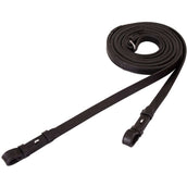 BR Rênes de Dressage Cuir/Caoutchouc 16mm Blind Noir/Argent BR Rênes de Dressage Cuir/Caoutchouc 16mm Blind Noir/Argent