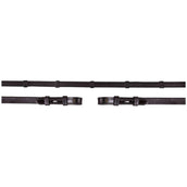 BR Rênes de Dressage Cuir Vernis/Caoutchouc Arrêts 16mm Noir BR Rênes de Dressage Cuir Vernis/Caoutchouc Arrêts 16mm Noir