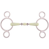 BR Mors de Filet Caoutchouc Apple Mouth 3 Anneaux 18mm RVS BR Mors de Filet Caoutchouc Apple Mouth 3 Anneaux 18mm RVS