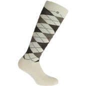 EQUITHÈME Chaussettes d'Équitation Argyle Écru/Taupe EQUITHÈME Chaussettes d'Équitation Argyle Écru/Taupe