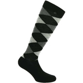 EQUITHÈME Chaussettes d'Équitation Argyle Noir/Écru EQUITHÈME Chaussettes d'Équitation Argyle Noir/Écru