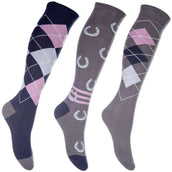 HKM Chaussettes d'Équitation Cardiff Jeu de 3 Gris/Bleu HKM Chaussettes d'Équitation Cardiff Jeu de 3 Gris/Bleu
