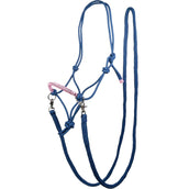 HKM Licol en Corde Strass Deko avec Rênes Azur/Rose HKM Licol en Corde Strass Deko avec Rênes Azur/Rose