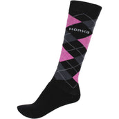 HORKA Chaussettes d'Équitation Carreau Noir/Rose HORKA Chaussettes d'Équitation Carreau Noir/Rose