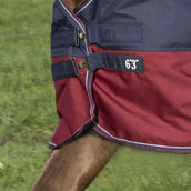 EQUITHÈME Couverture d'Extérieur Tyrex 1200D 50g avec Demi Cou Marine/Bordeaux EQUITHÈME Couverture d'Extérieur Tyrex 1200D 50g avec Demi Cou Marine/Bordeaux