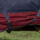 EQUITHÈME Couverture d'Extérieur Tyrex 1200D 50g avec Demi Cou Marine/Bordeaux EQUITHÈME Couverture d'Extérieur Tyrex 1200D 50g avec Demi Cou Marine/Bordeaux