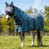 HKM Couverture Anti-Mouches Zebra avec Couvre-cou Aqua/Noir HKM Couverture Anti-Mouches Zebra avec Couvre-cou Aqua/Noir