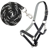 HKM Ensemble Licol Crystal Souple Rembourrage Noir/Gris HKM Ensemble Licol Crystal Souple Rembourrage Noir/Gris