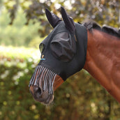 FlyGuard by Shires Masque Anti-Mouches Pro Stretch avec Oreilles et Franges Jet FlyGuard by Shires Masque Anti-Mouches Pro Stretch avec Oreilles et Franges Jet