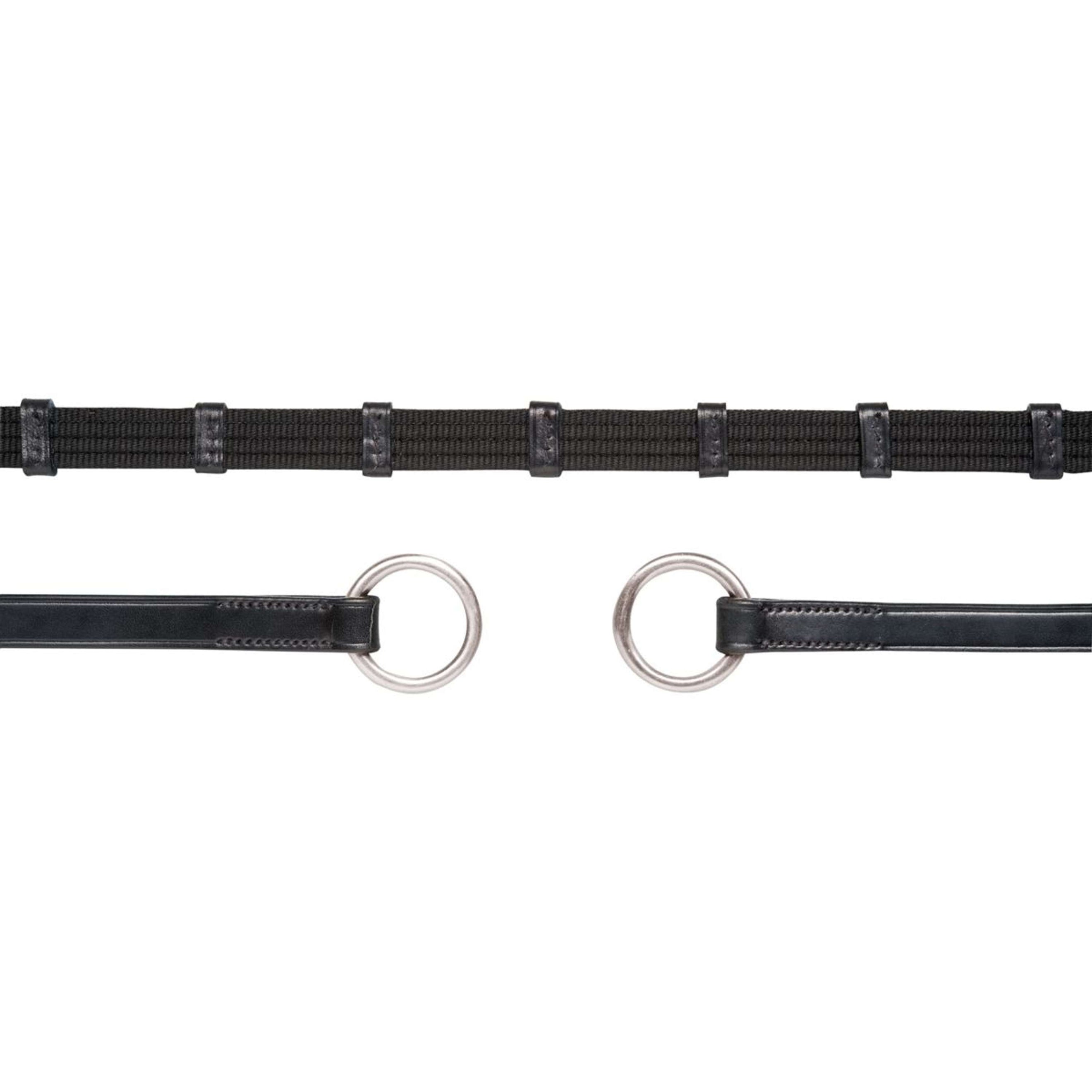 Schockemöhle Rênes avec Stops et Ring Noir/Argent