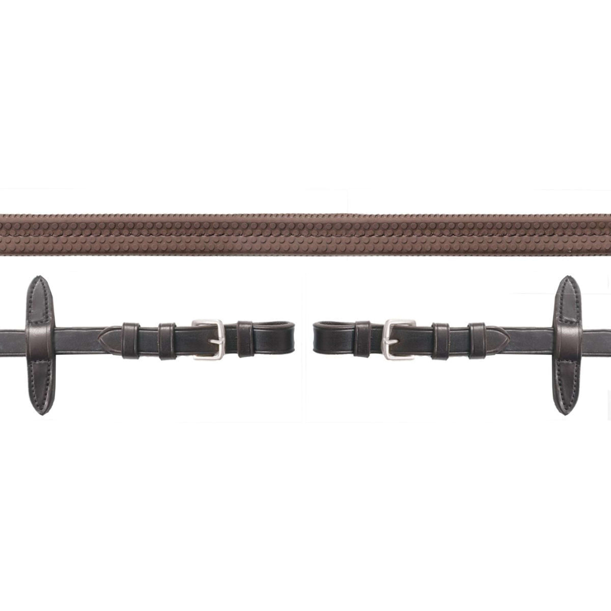 Schockemöhle Rênes Neo Line Caoutchouc Marron/Argent