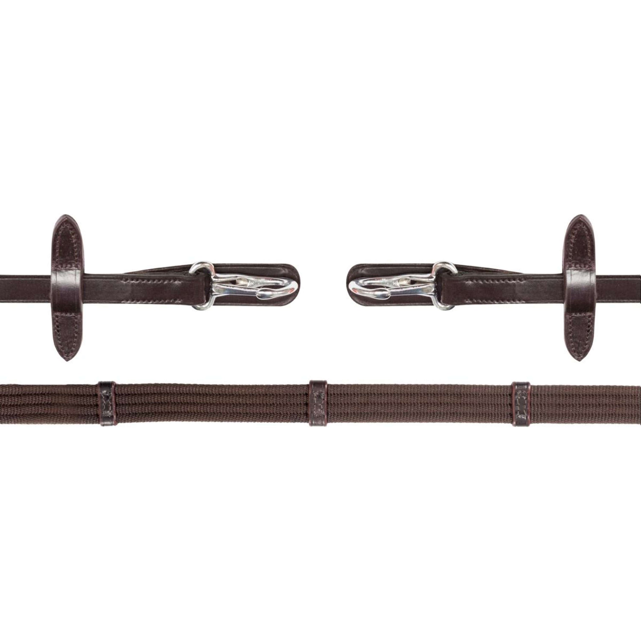 Schockemöhle Rênes Neo Line Clip Marron/Argent Schockemöhle Rênes Neo Line Clip Marron/Argent