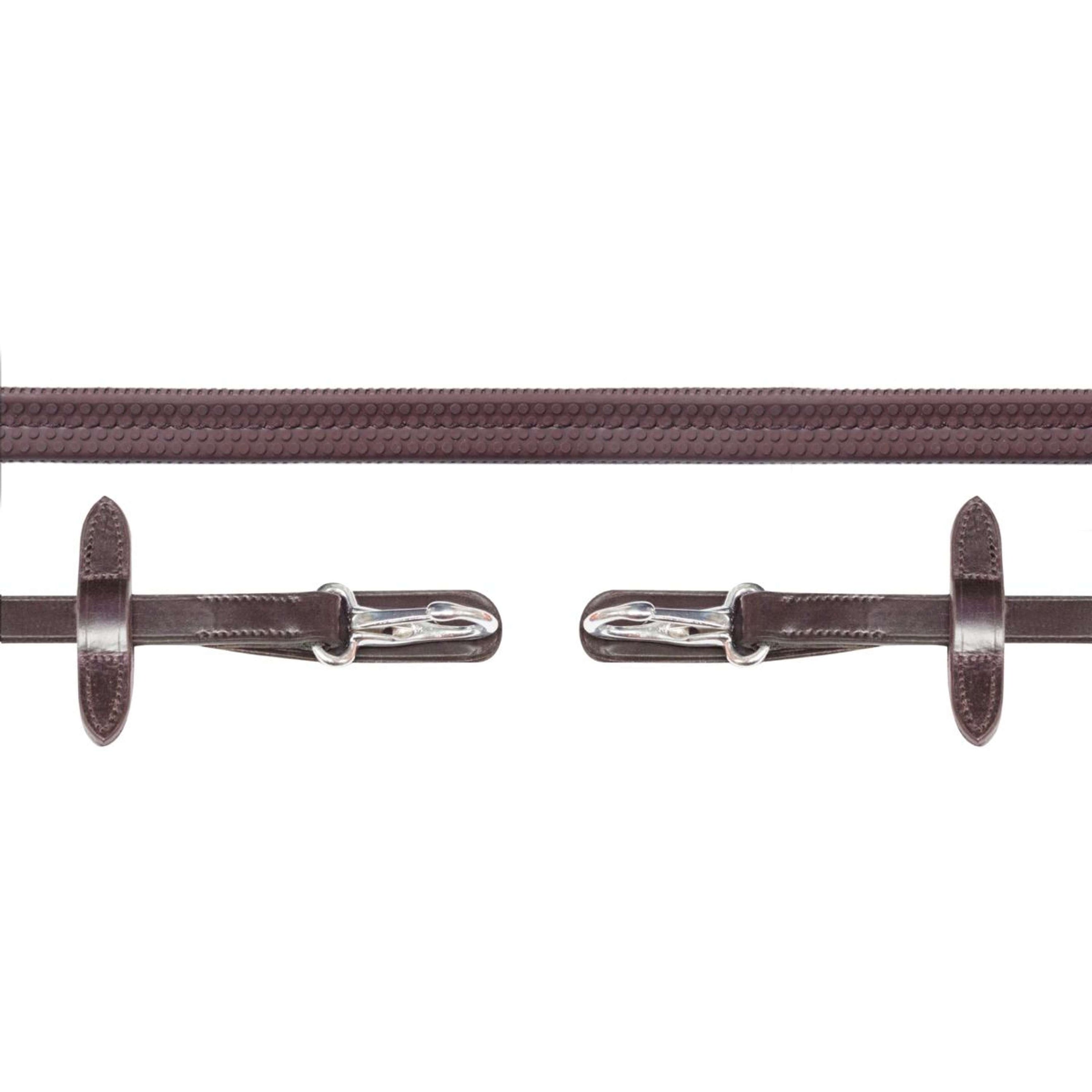 Schockemöhle Rênes Neo Line Caoutchouc Clip Marron/Argent Schockemöhle Rênes Neo Line Caoutchouc Clip Marron/Argent