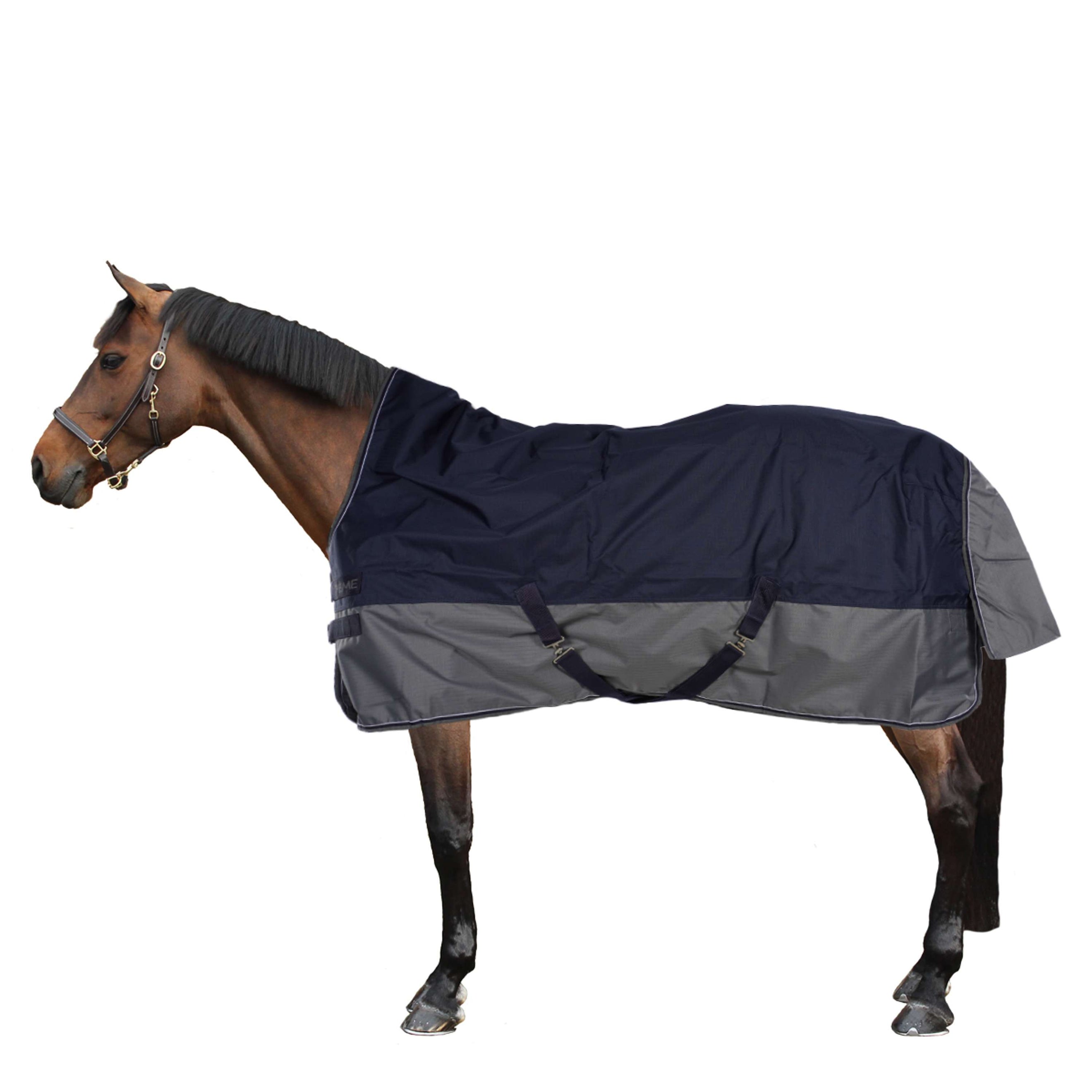 EQUITHÈME Turnout Rug Tyrex High Neck 600D 150g Marine/Gris Dots EQUITHÈME Turnout Rug Tyrex High Neck 600D 150g Marine/Gris Dots