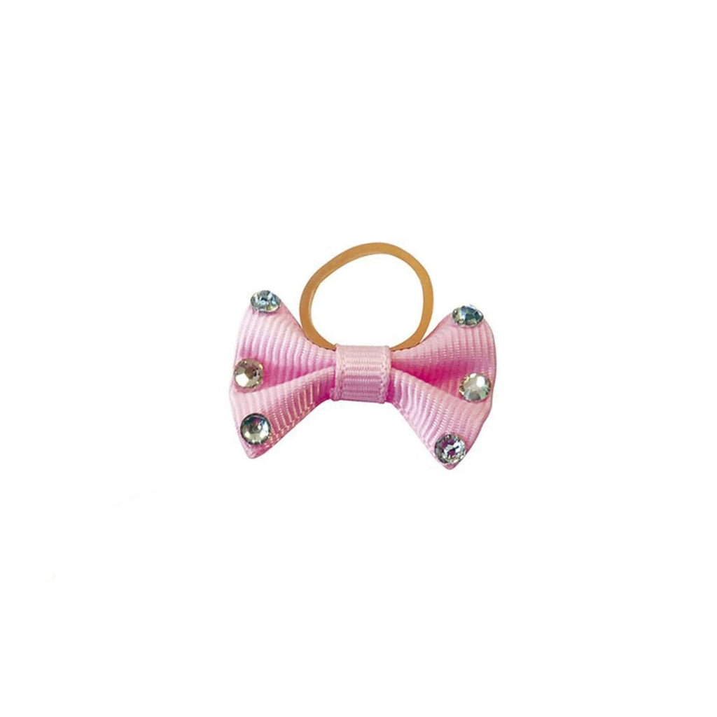 EQUITHÈME Petits Nœuds Ruban pour Tresses avec Strass Rose