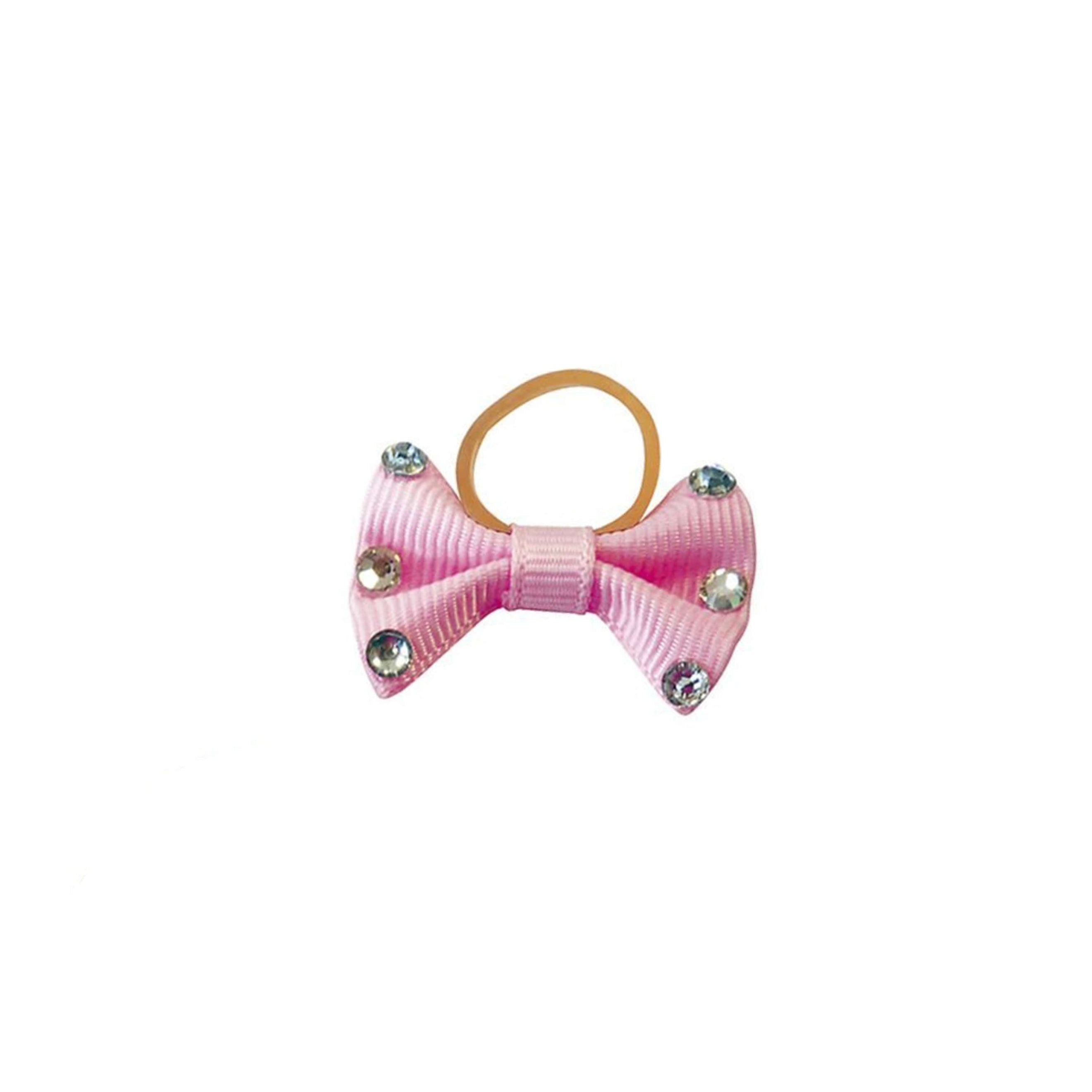 EQUITHÈME Petits Nœuds Ruban pour Tresses avec Strass Rose