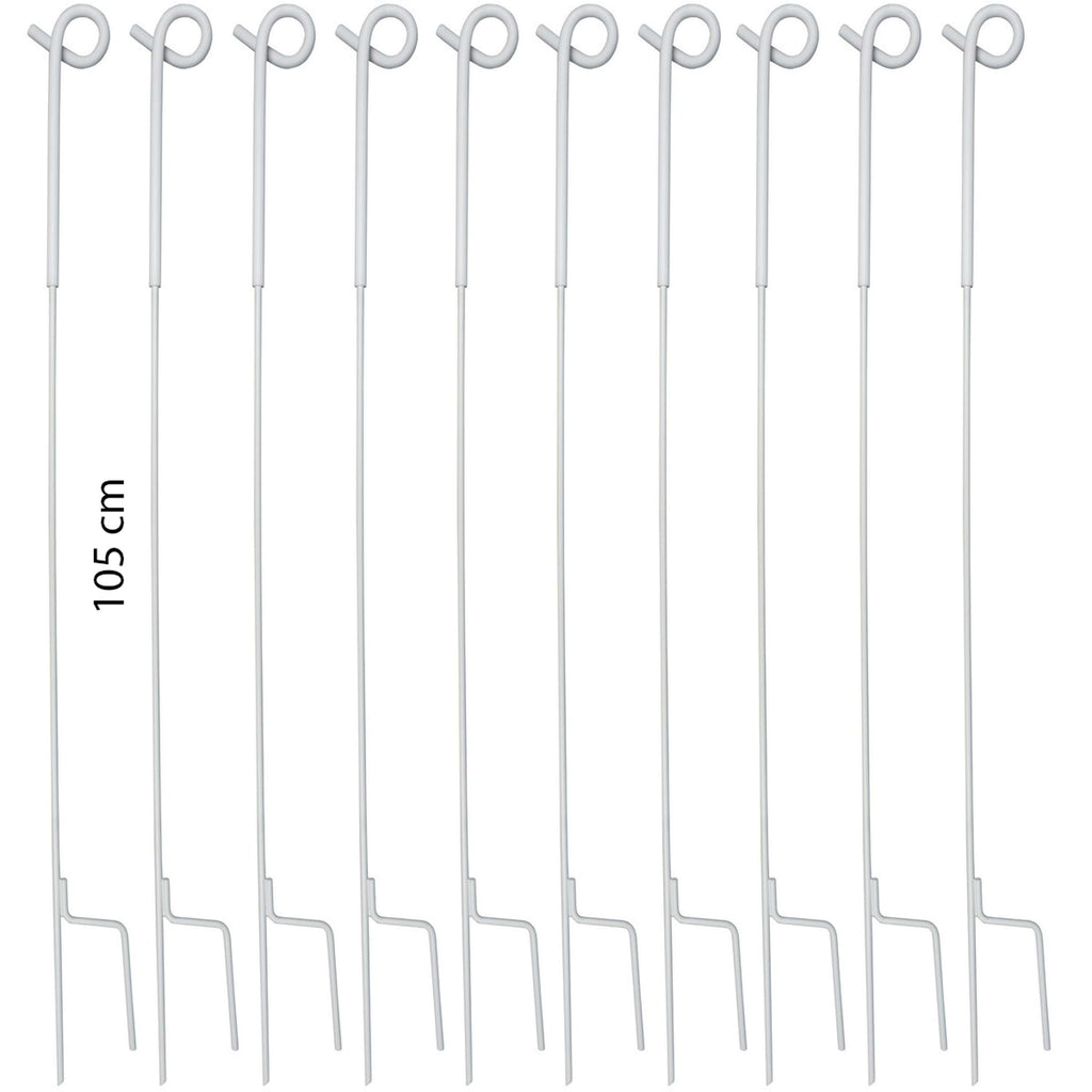 Agradi Power Piquet de Clôture Acier de Ressort avec Boucle 105cm 10 Pièces Blanc