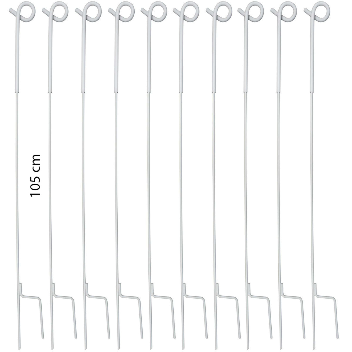 Agradi Power Piquet de Clôture Acier de Ressort avec Boucle 105cm 10 Pièces Blanc