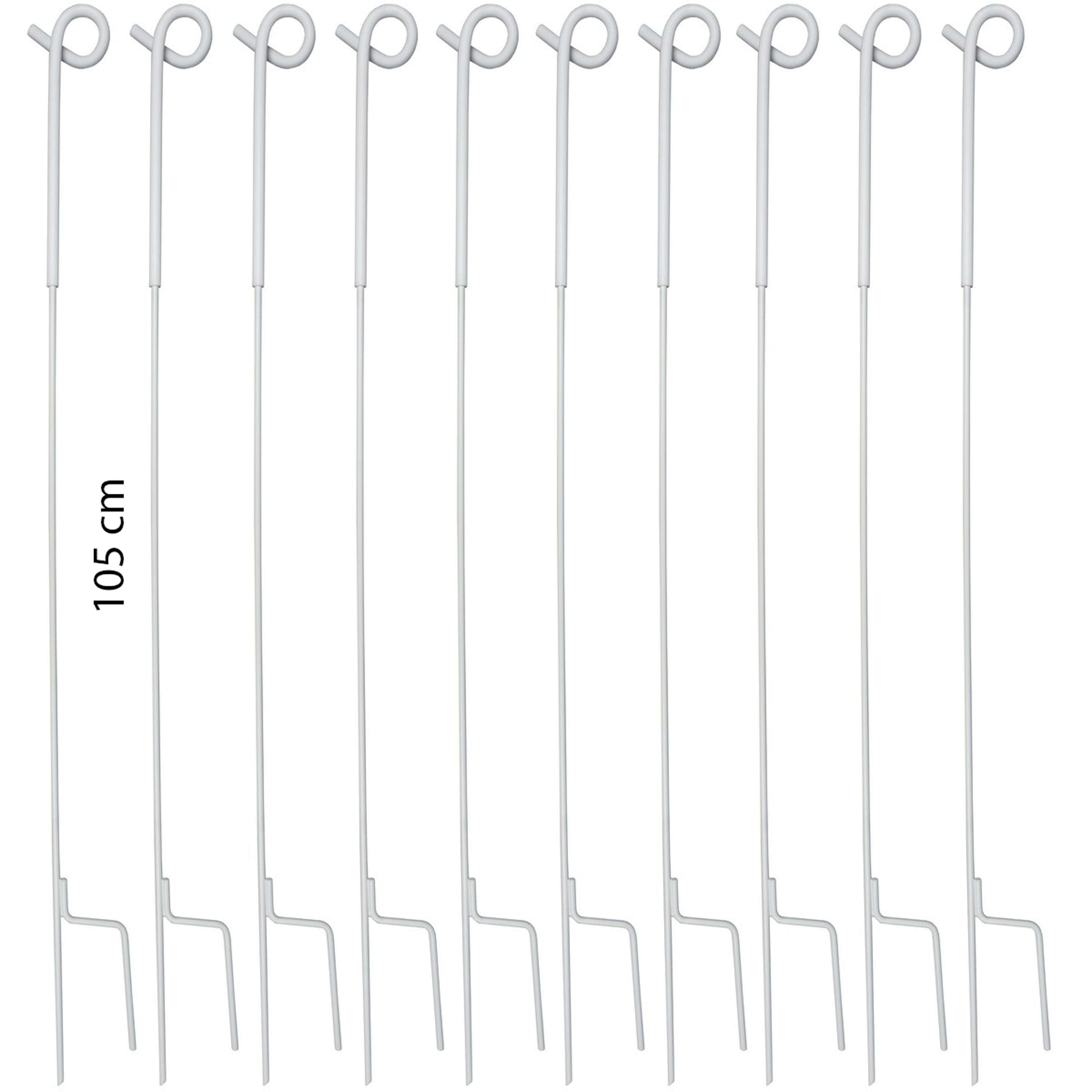 Agradi Power Piquet de Clôture Acier de Ressort avec Boucle 105cm 10 Pièces Blanc