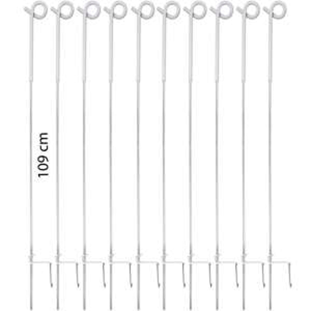 Agradi Power Piquet de Clôture Acier de Ressort avec Boucle 10 Pièces Métal 109cm Blanc