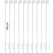Agradi Power Piquet de Clôture Acier de Ressort avec Boucle 10 Pièces Métal 109cm Blanc