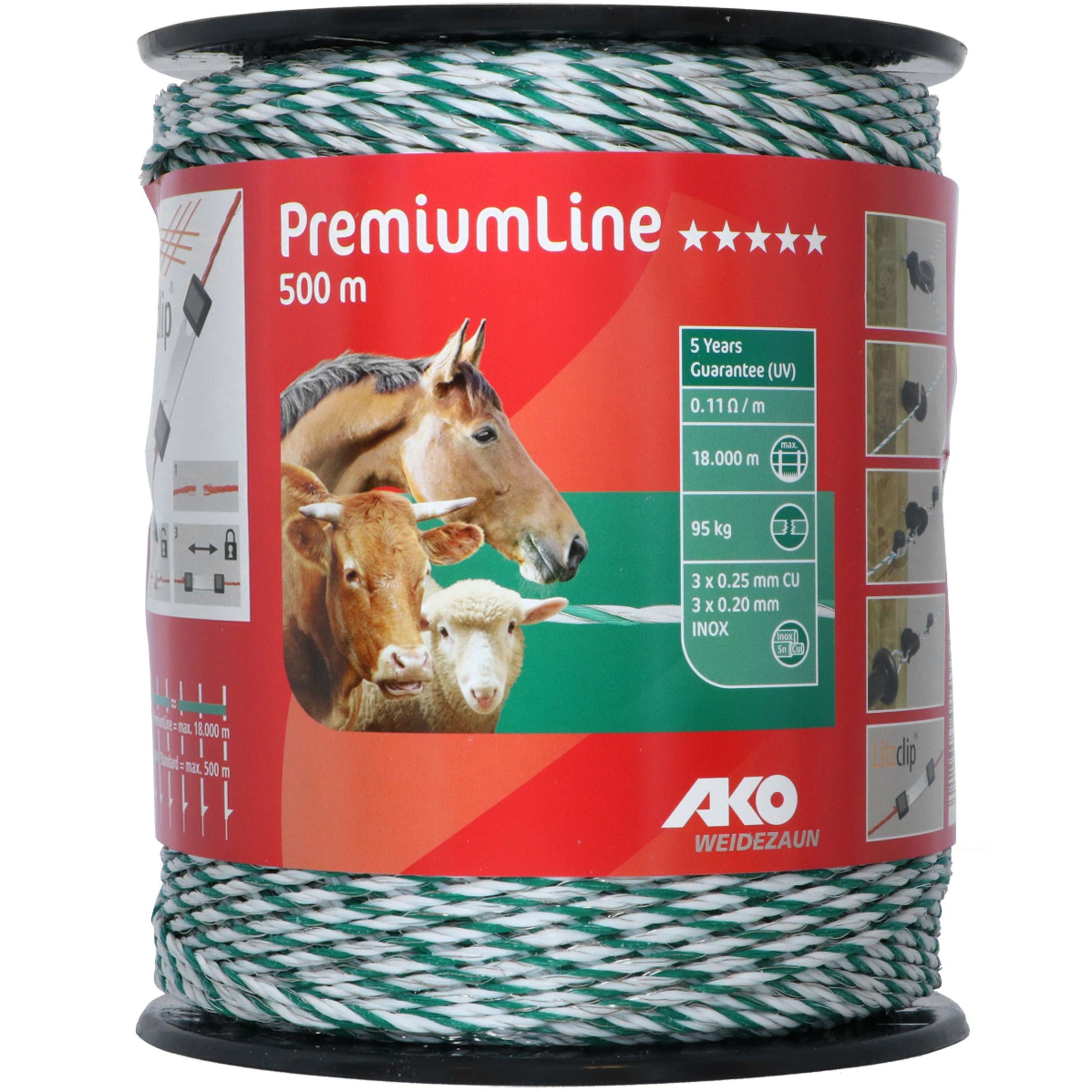 Ako Fil de Clôture PremiumLine Blanc/Vert Ako Fil de Clôture PremiumLine Blanc/Vert