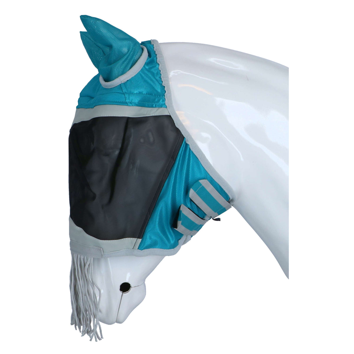 Shires Masque Anti-Mouches avec Oreilles et Nez Franges Teal