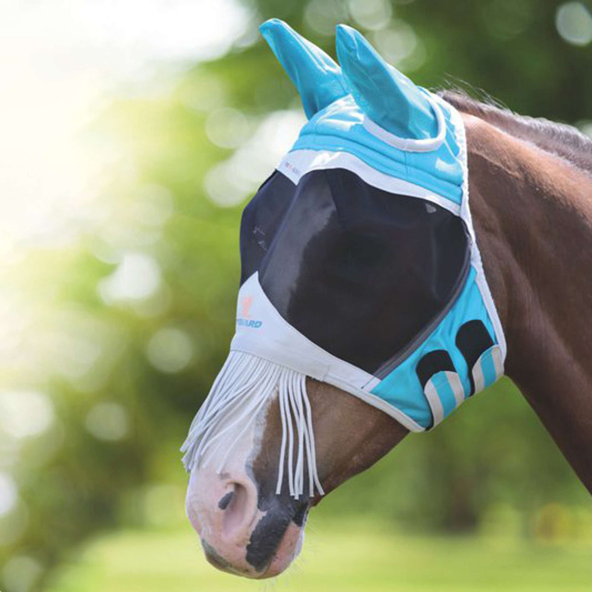Shires Masque Anti-Mouches avec Oreilles et Nez Franges Teal