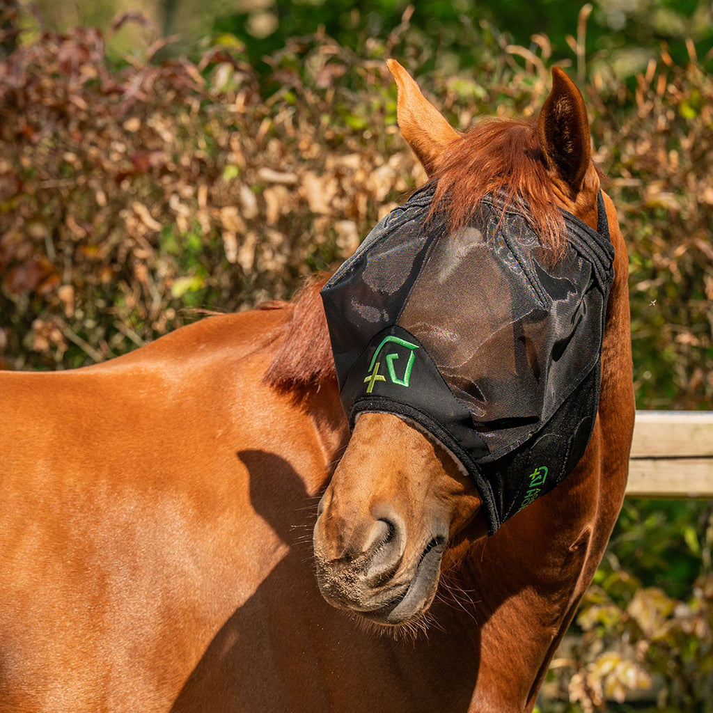 Agradi Horse Masque Anti-Mouches Fine Mesh sans Oreilles Noir