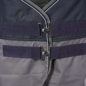EQUITHÈME Couverture Imperméable Tyrex 600D 50g Marine/Gris Dots