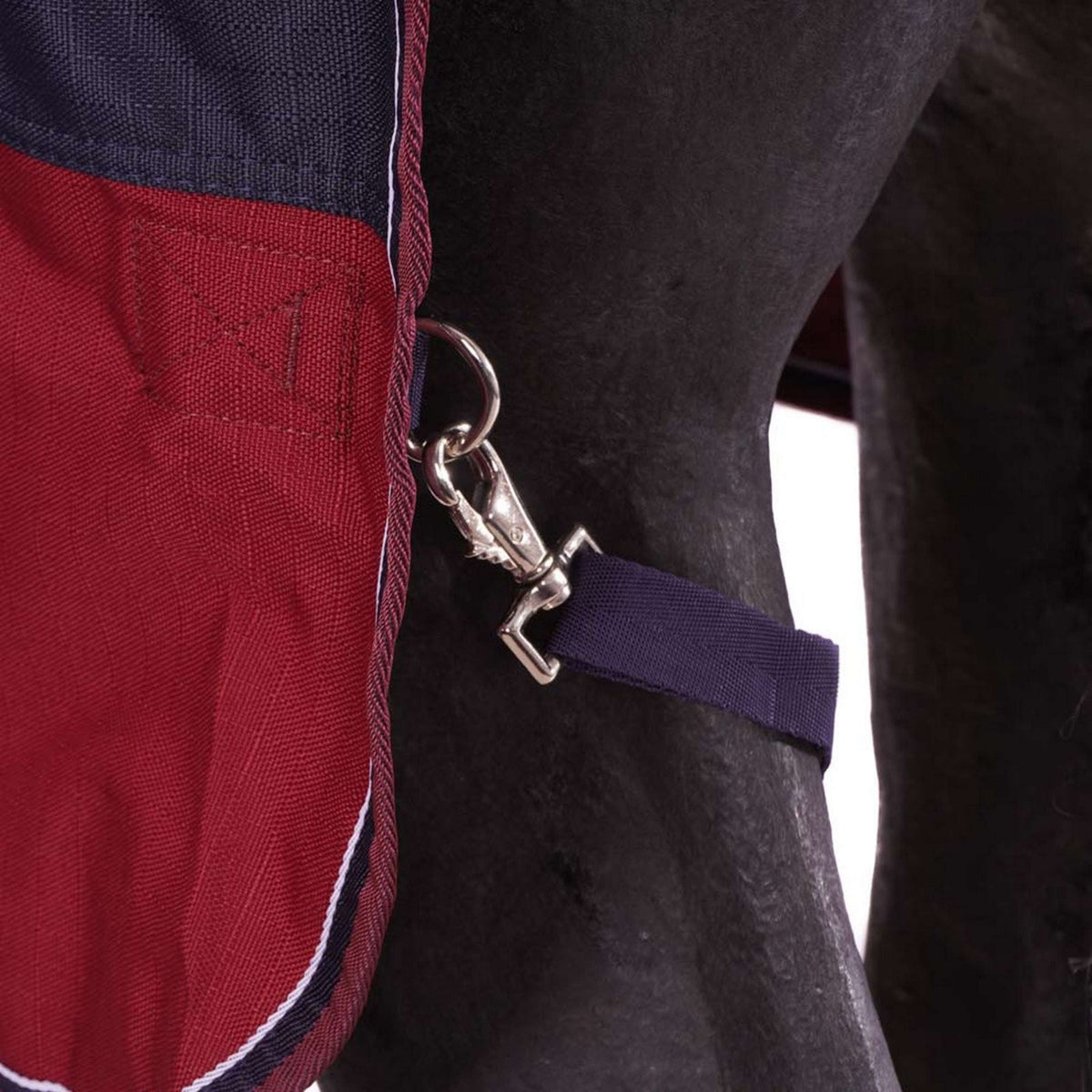 EQUITHÈME Couverture d'Extérieur Tyrex 1200D 150g avec Demi Cou Marine/Bordeaux