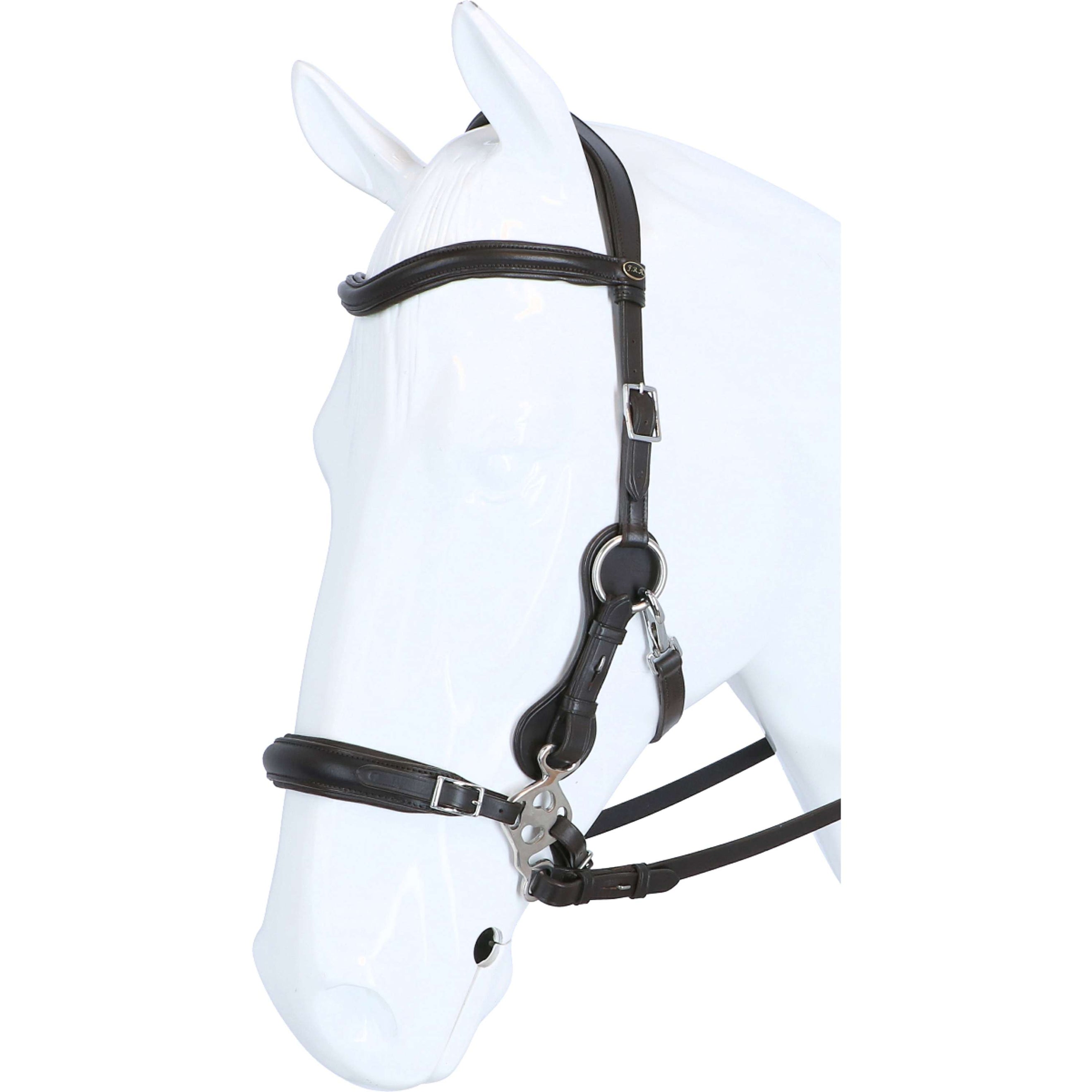 F.R.A. Hackamore Calli Stuk Hook Rênes en Cuir Havane
