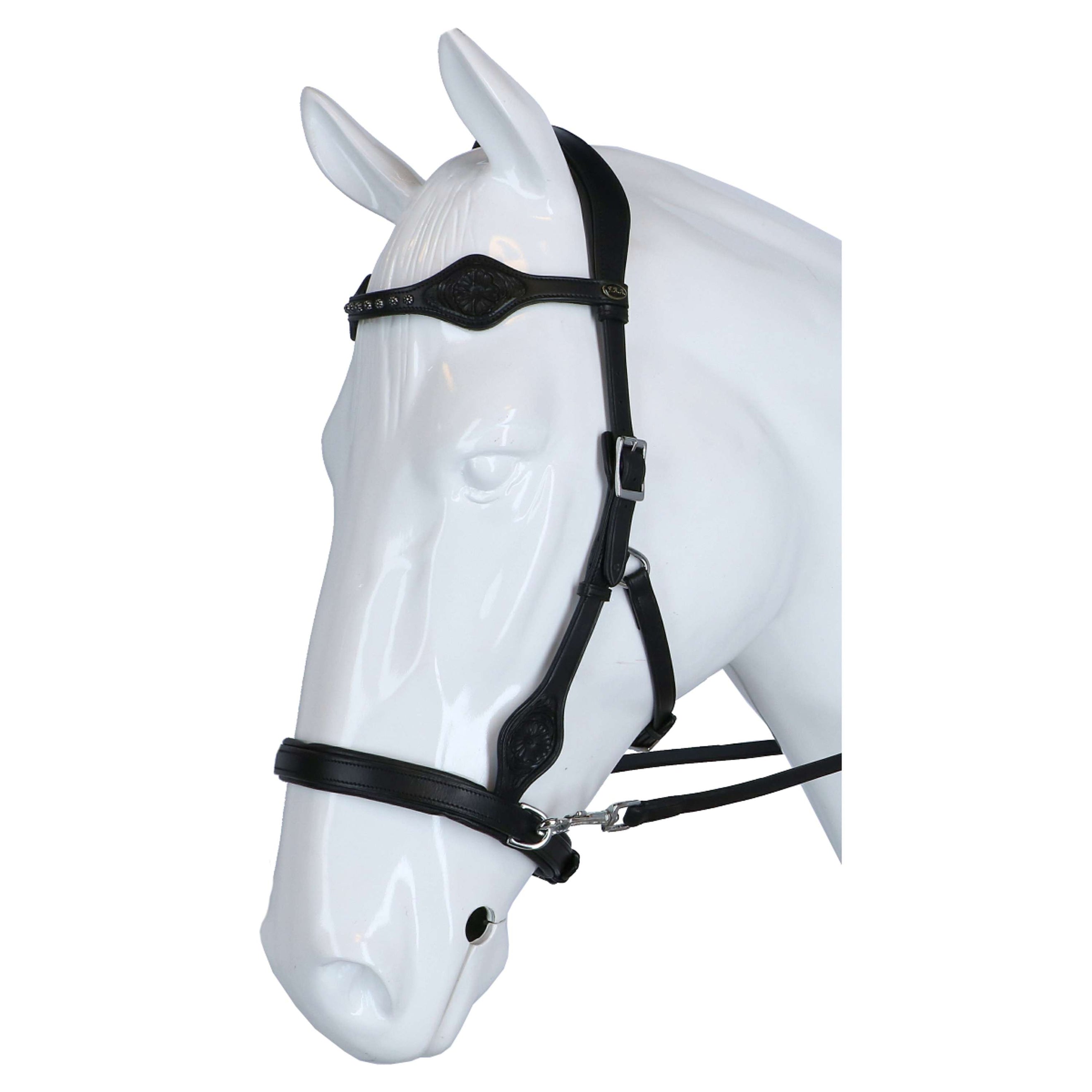F.R.A. Bridon sans Mors Dandy Side Pull Rênes en Cuir Noir