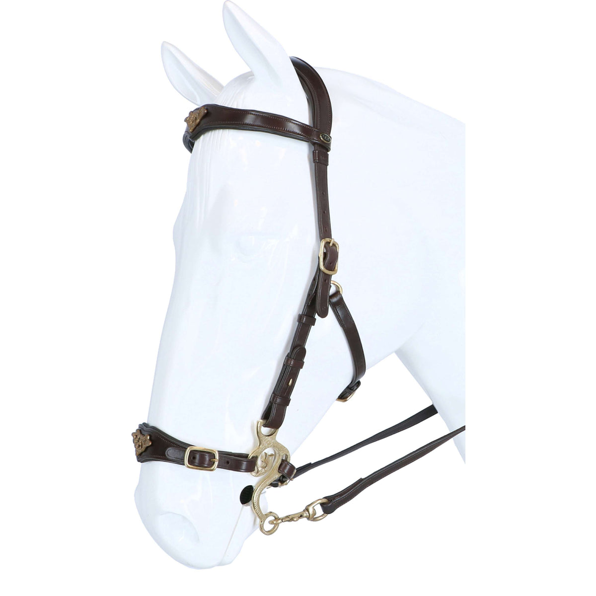 F.R.A. Hackamore Imperial Rênes en Cuir Souple Havane