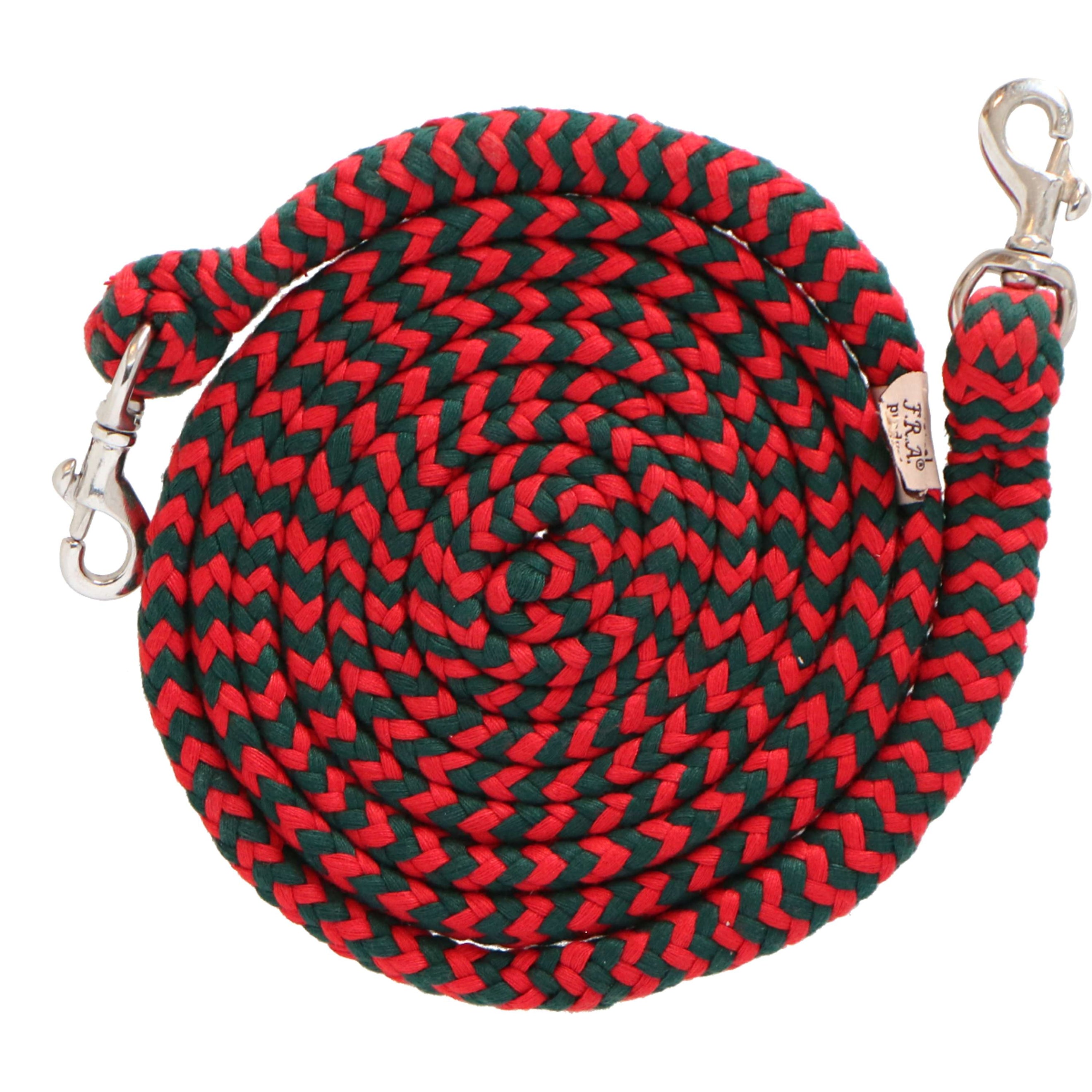 F.R.A. Rênes Madora Coton Tressé Vert/Rouge
