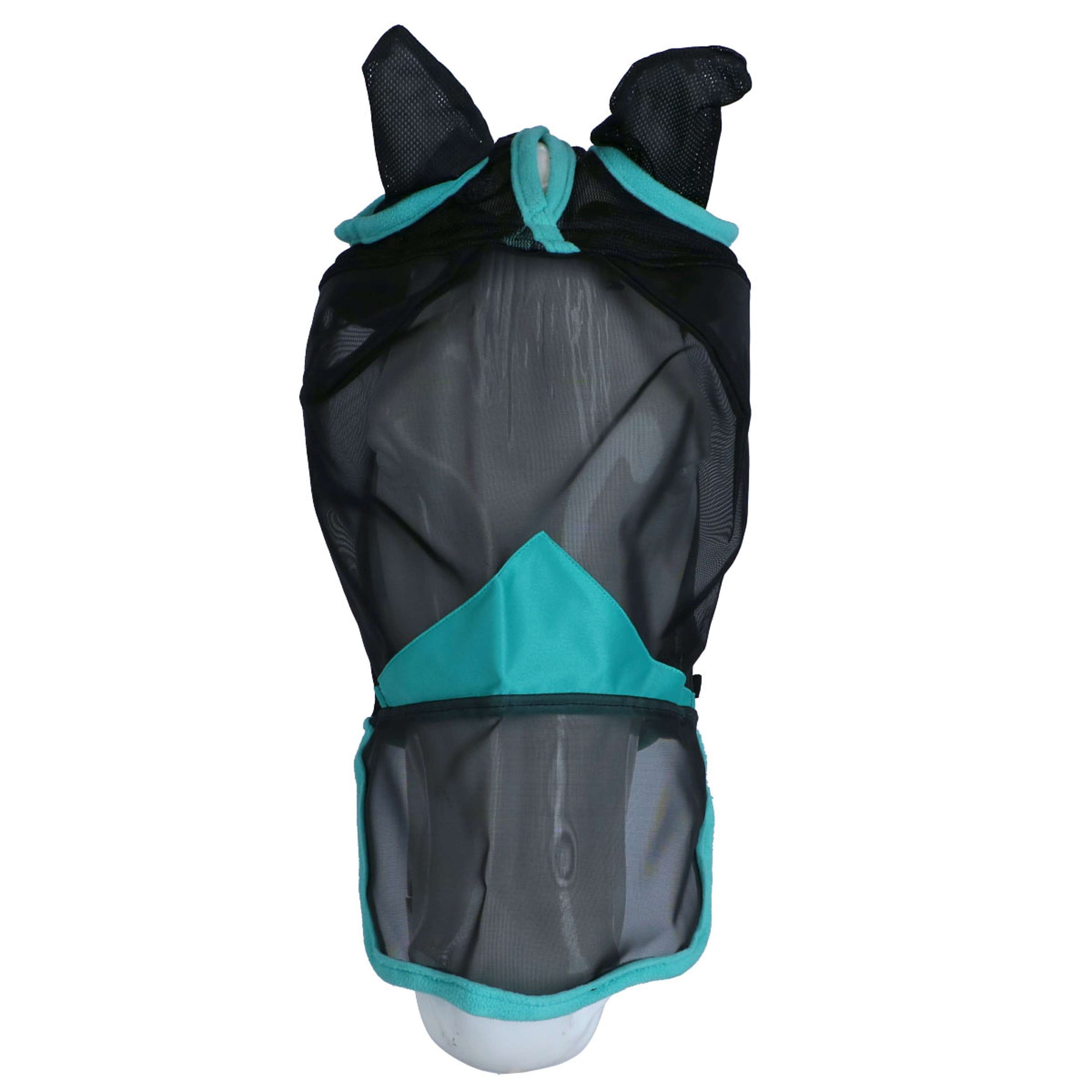 WeatherBeeta Masque Anti-Mouches ComFiTec Deluxe Fine Mesh avec Oreilles et Nez Noir/Turquoise