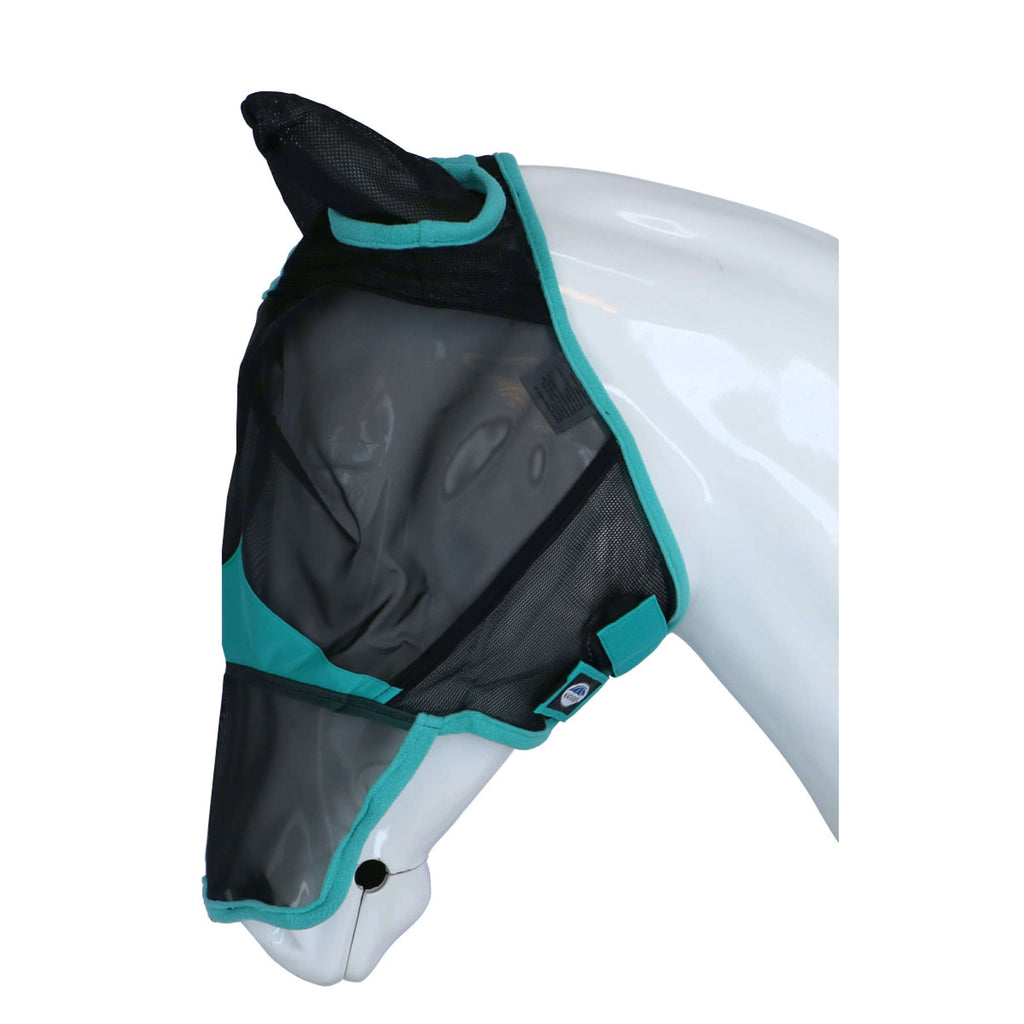 WeatherBeeta Masque Anti-Mouches ComFiTec Deluxe Fine Mesh avec Oreilles et Nez Noir/Turquoise