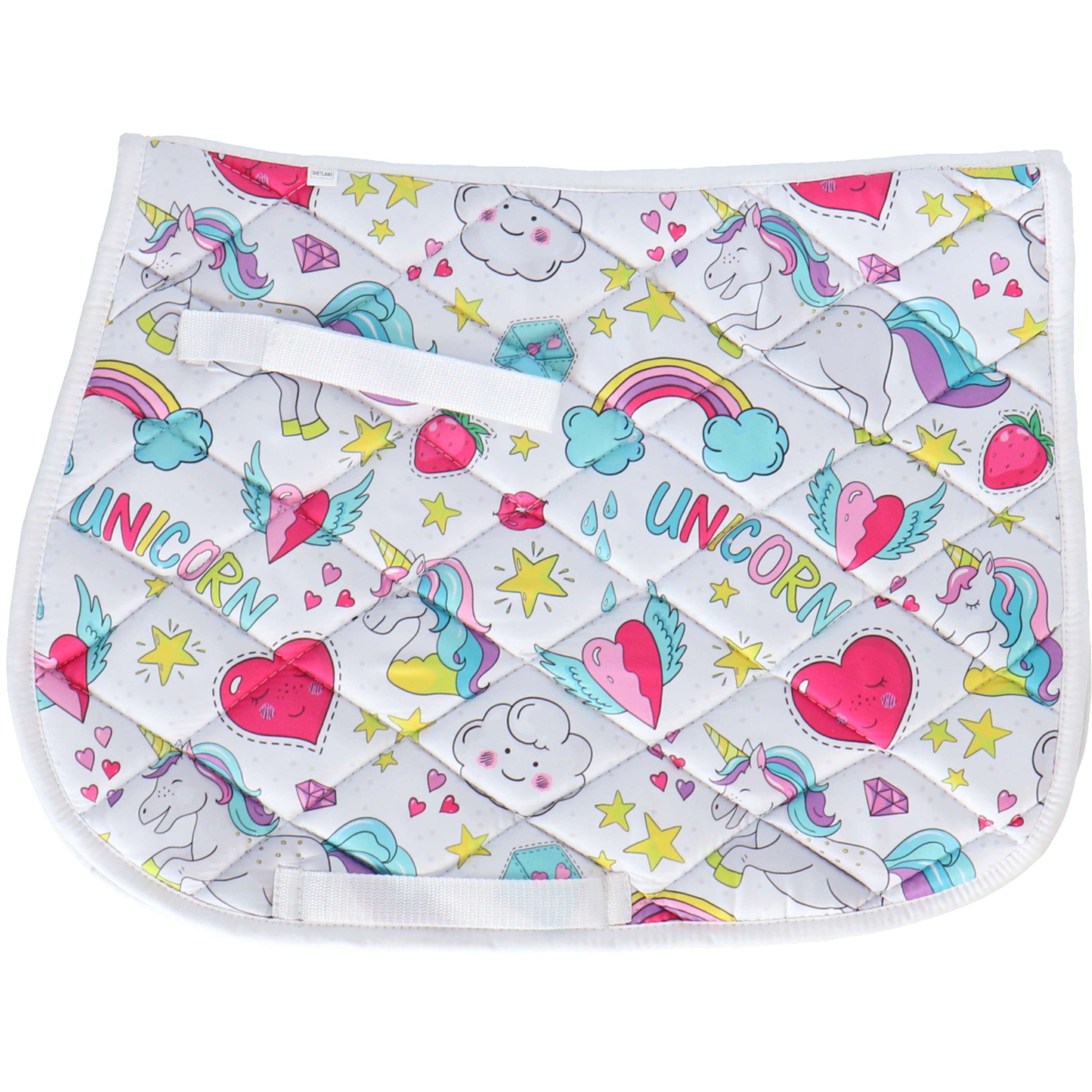HB Tapis de Selle Unicorn Cartoon Impression Blanche