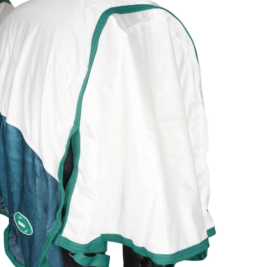 WeatherBeeta Couverture Anti-Mouches ComFiTec Green-Tec Airflow Mesh Combo Neck White/Dragonfly Blue