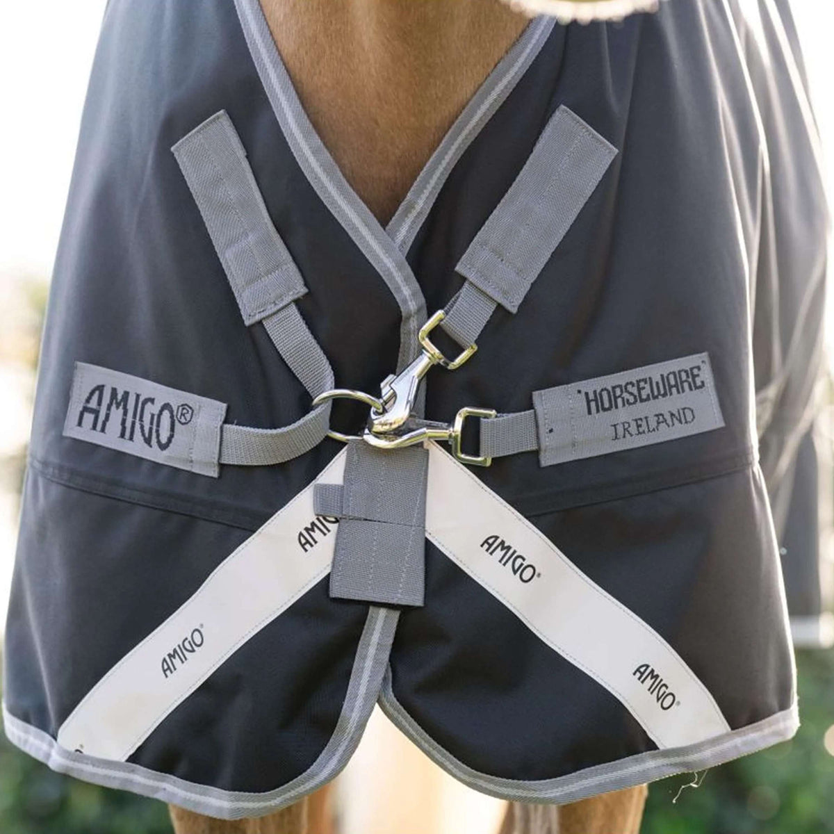 Amigo Turnout Rug 1200D Plus Pony 250g Black/Titanium Grey/Silver