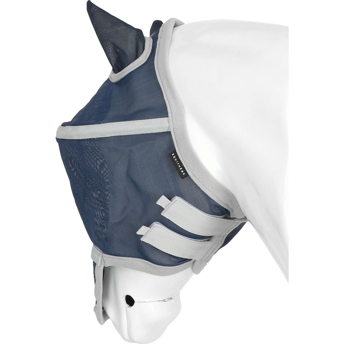 EQUITHÈME Masque Anti-Mouches Hoop avec Protection UV Marin