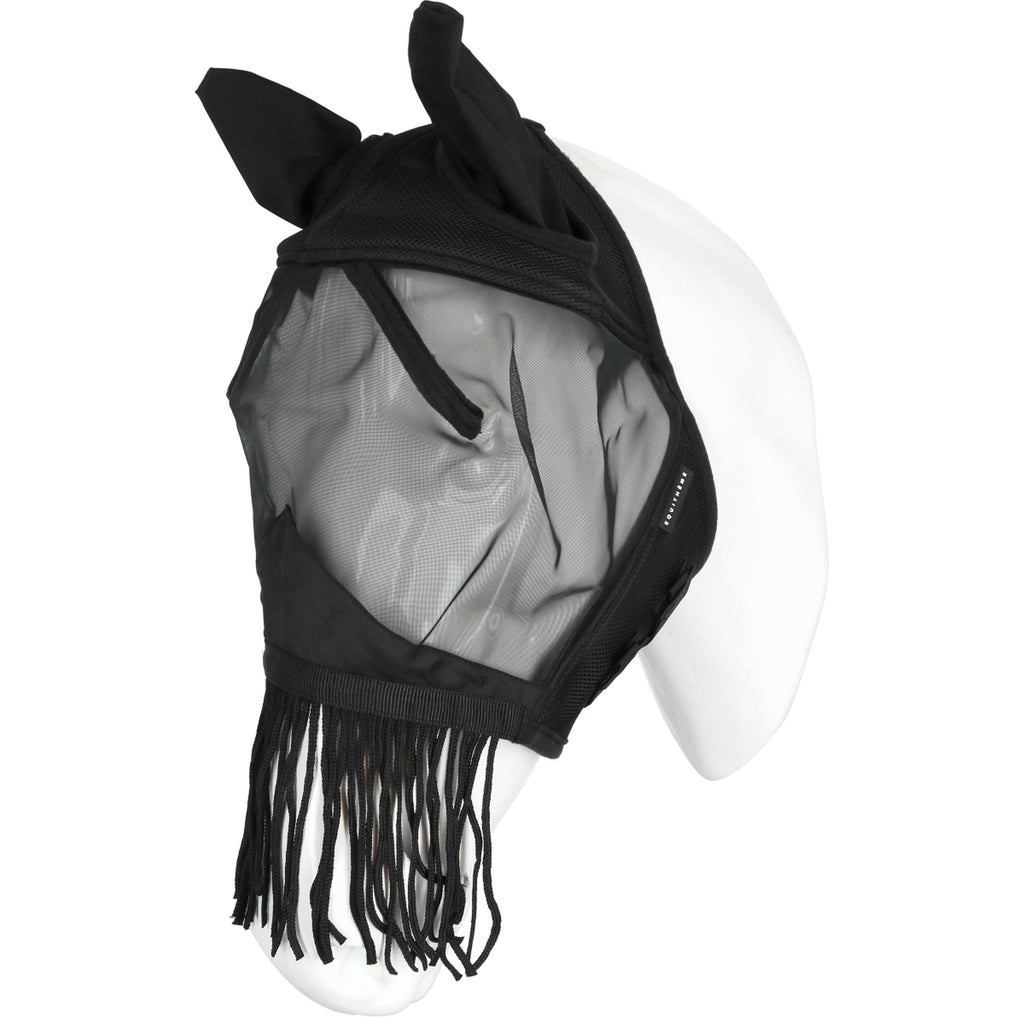 EQUITHÈME Masque Anti-Mouches Franges avec Protection UV Noir