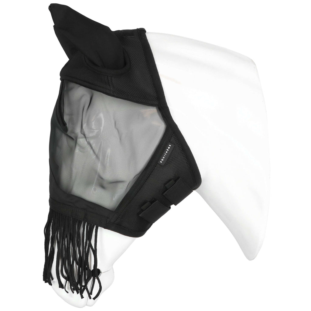 EQUITHÈME Masque Anti-Mouches Franges avec Protection UV Noir