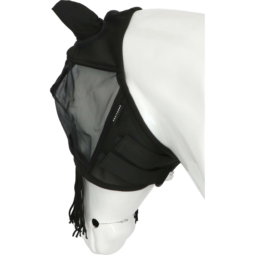 EQUITHÈME Masque Anti-Mouches Franges avec Protection UV Noir