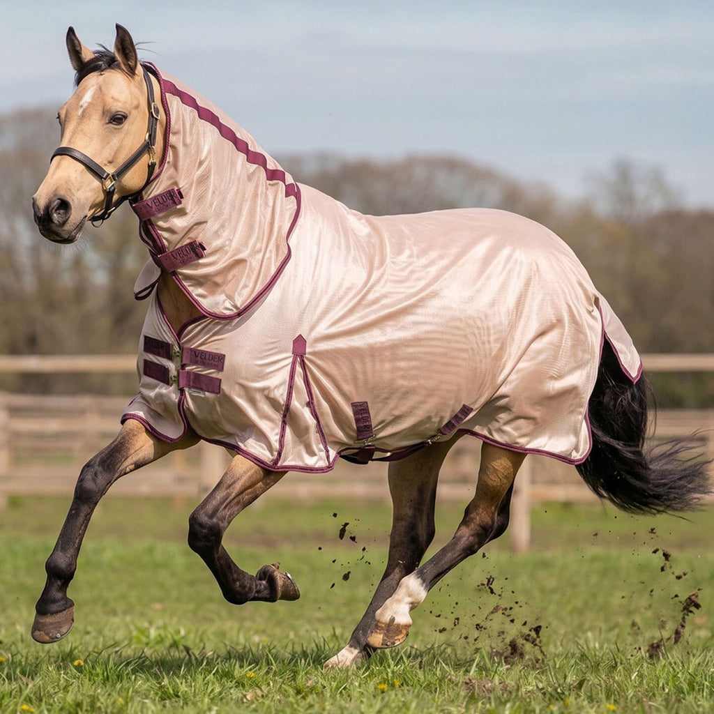 Velder Horsewear Essentials Couverture Anti-Mouches Mesh avec Couvre-cou Earth Grey