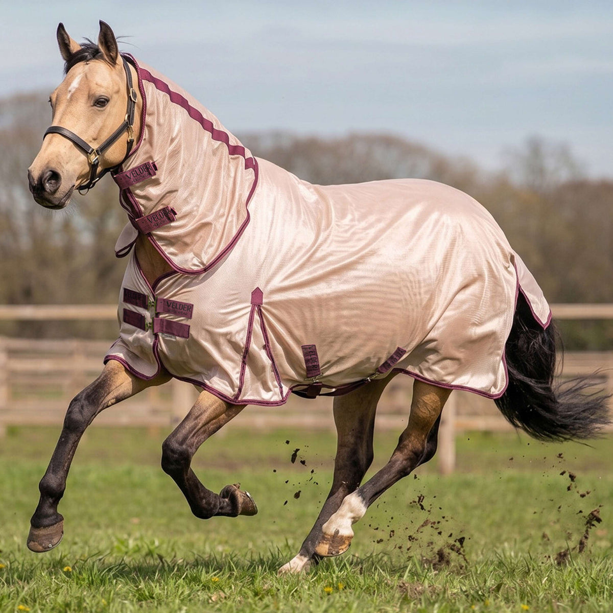 Velder Horsewear Couverture Anti-Mouches Mesh avec Couvre-cou Earth Grey