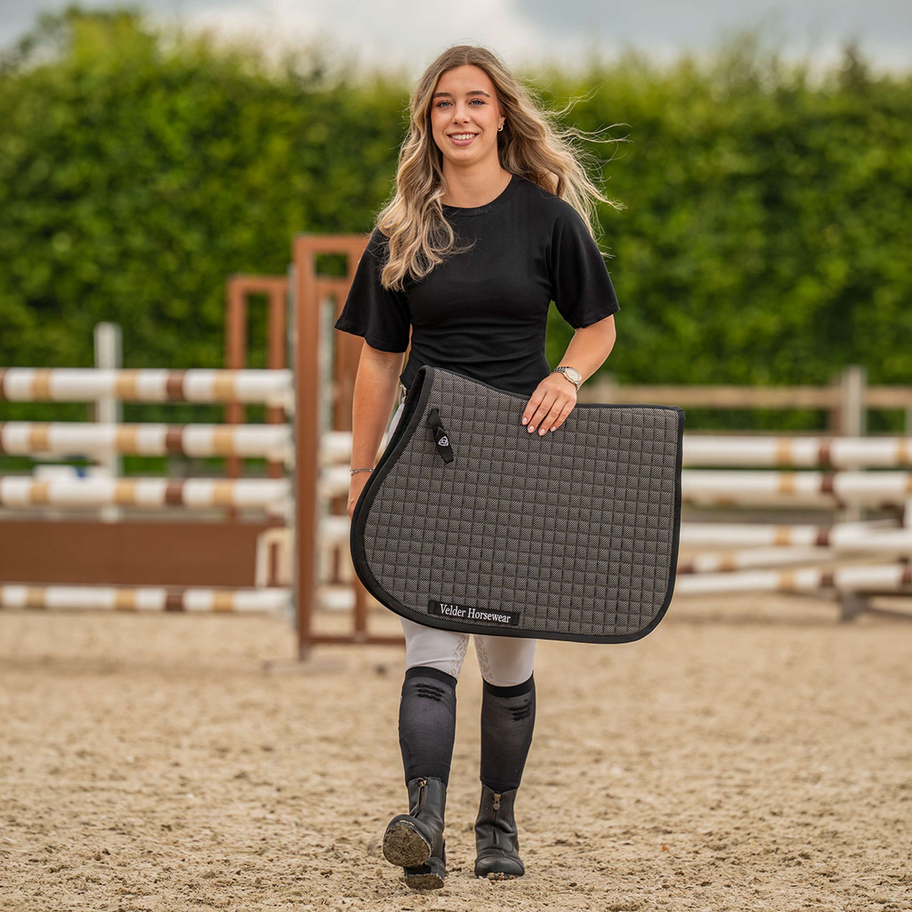 Velder Horsewear Premium Tapis de Selle Bamboo de Saut Noir