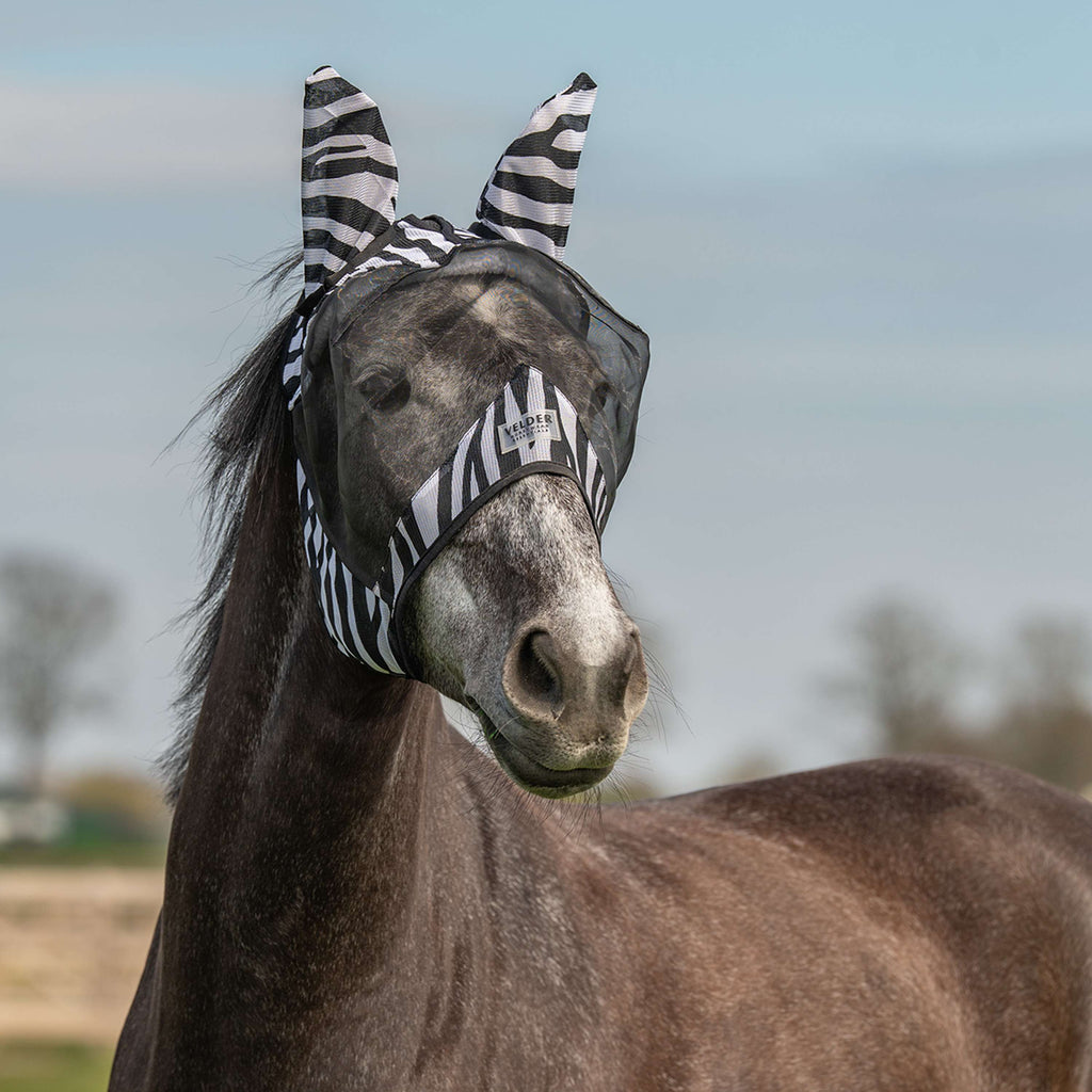 Velder Horsewear Essentials Masque Anti-Mouches Zebra avec Oreilles Noir/Blanc